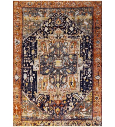  (B776/0655 240320)-Sara Black Orange Ornate Border Rug, 7'10