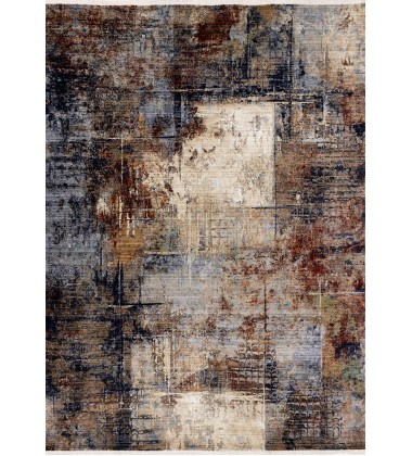  (D931/4737 240310)-Serene Red Blue Beige Layered Distressed Rug, 7'10'' x 10'2''-(Kalora)