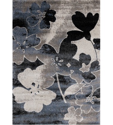 (E188/7717 60230)-Breeze Blue Cream Black Poppies Rug, 2'0