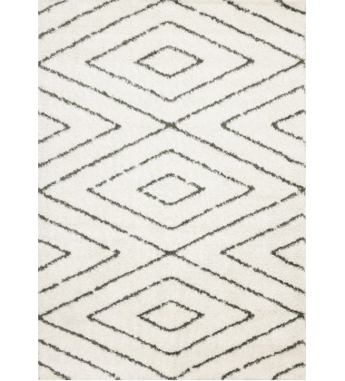 (E884/1121 240320)-Pascal Cream Green Geometric Shag Rug, 7'10