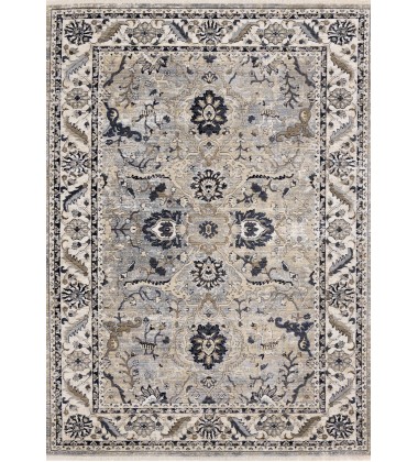  (F037/4497 60240)-Samira Traditional Cream Blue Border Rug, 2'0'' x 7'10''-(Kalora)
