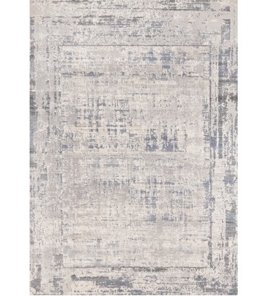 (F113/0454 240320)-Luca Grey White Blue Distressed Border Rug, 7'10  (F113/0454 240320)-Luca Grey White Blue Distressed Border Rug, 7'10