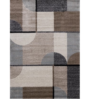 (F276/7616 160230)-Breeze Cream Brown Grey Geometric Shapes Rug, 5'3  (F276/7616 160230)-Breeze Cream Brown Grey Geometric Shapes Rug, 5'3