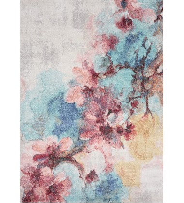  (F726/6252 160230)-Fresco Blue Pink Yellow Cherry Blossom Rug, 5'3