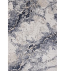  (G184/0262 200290)-Luca Blue Cream Marble Print Rug, 6'7