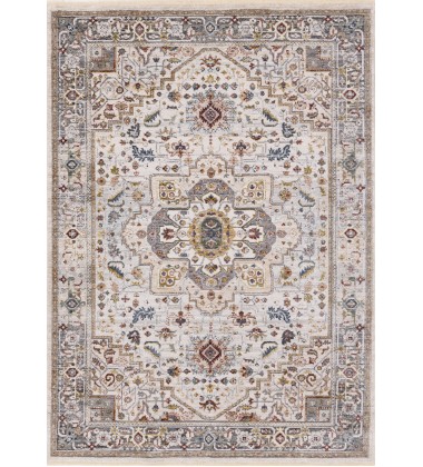(G390/2565 240310)-Marisa Cream Beige Floral Medallion Rug, 7'10  (G390/2565 240310)-Marisa Cream Beige Floral Medallion Rug, 7'10