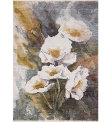 (G394/2676 240310)-Marisa Green Blue Cream Flower Rug, 7'10  (G394/2676 240310)-Marisa Green Blue Cream Flower Rug, 7'10