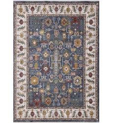 (G435/2171 240310)-Marisa Blue Modern Tribal Inspired Border Rug, 7'10  (G435/2171 240310)-Marisa Blue Modern Tribal Inspired Border Rug, 7'10
