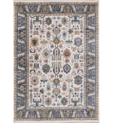 (G435/2717 240310)-Marisa Cream Modern Tribal Inspired Border Rug, 7'10  (G435/2717 240310)-Marisa Cream Modern Tribal Inspired Border Rug, 7'10