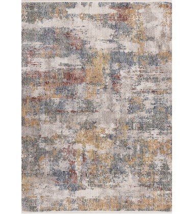  (G458/2787 160240)-Marisa Distressed Abstract Red Yellow Blue Plush Rug, 5'3