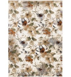  (G997/4989 160240)-Serene Warm Toned Floral Print Rug, 5'3