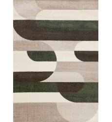  (H823/1313 240320)-Malibu Taupe Green Cream Striped Curvy Geometric Design Rug, 7'10