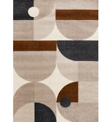  (H904/1343 240320)-Malibu Taupe Oxblood Cream Curvy Geometric Design Rug, 7'10