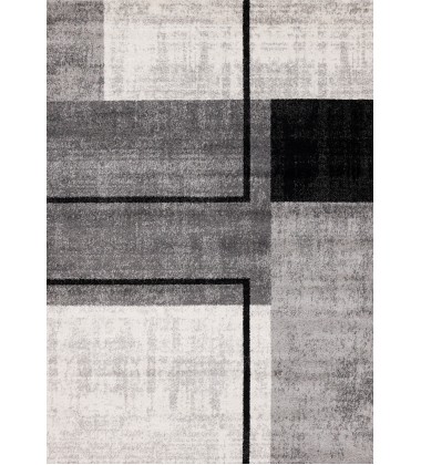  (J029/9646 160230)-Eclipse Grey Black White Modern Geometric Design Rug, 5'3