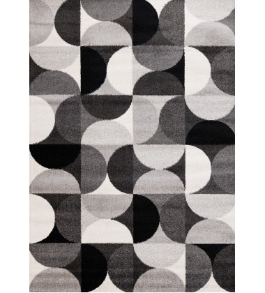  (J032/9626 160230)-Eclipse Grey Black White Mid-Century Modern Design Rug, 5'3