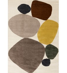  (J035/1262 240320)-Malibu Cream Oxblood Green Yellow Pebbles Design Rug, 7'10