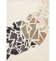  (J144/4252 240310)-Samira Cream Blue Red Shattered Glass Design Rug, 7'10