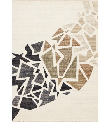  (J144/4252 240310)-Samira Cream Blue Red Shattered Glass Design Rug, 7'10