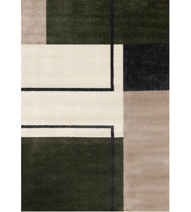  (J292/1121 240320)-Malibu Green Grey White Modern Geometric Design Rug, 7'10