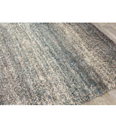 Kalora - 8x11 Maroq Grey/Blue Distressed Stripes Soft Touch Rug (6004/3A38 240330)