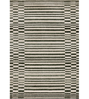  (N126/UW81 240320)-Nala Green Cream Striped Rows Pattern Rug, 7'10