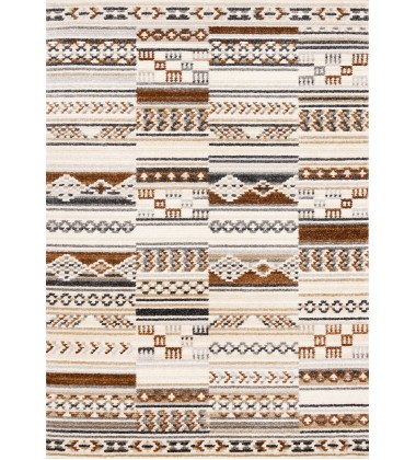  (N156/UL81 160230)-Nala Cream Grey Oxblood Striped Rows Southwestern Pattern Rug, 5'3