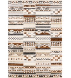  (N156/UL81 240320)-Nala Cream Grey Oxblood Striped Rows Southwestern Pattern Rug, 7'10