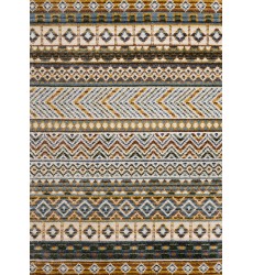  (N201/UW86 160230)-Nala Yellow Blue Green Oxblood Intricate Southwestern Design Rug, 5'3