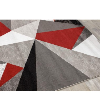 Kalora - 3x5 Platinum Red/Grey/Black Triangles Rug (3397/51 80150)