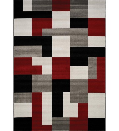 Kalora - 3x5 Platinum Red/Black/Grey Blocks Rug (3650/64 80150)