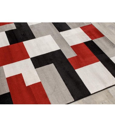 Kalora - 6x8 Platinum Red/Black/Grey Blocks Rug (3650/64 160230)