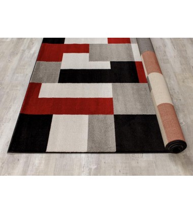 Kalora - 8x11 Platinum Red/Black/Grey Blocks Rug (3650/64 240330)