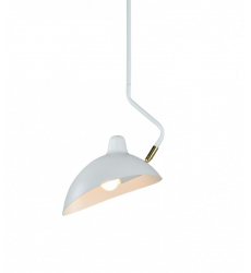  60 Watt Medium E26  White & Brushed Gold Metal Pendant (C57901WH) - Matteo