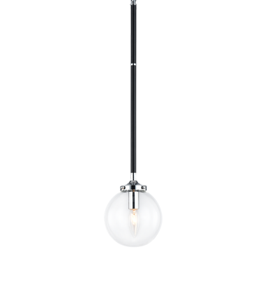  40 Watt Candelabra  Black & Chrome Metal Pendant (C58201CHCL) - Matteo