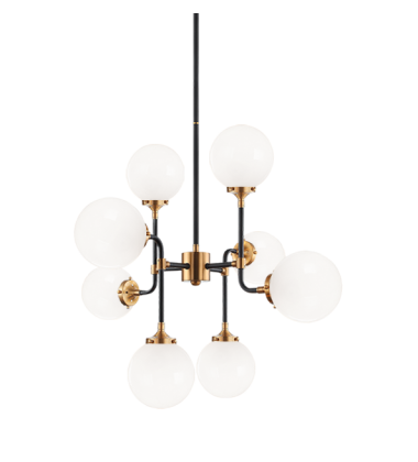  40 Watt Candelabra  Aged Gold Brass Metal Pendant (C58208AGOP) - Matteo