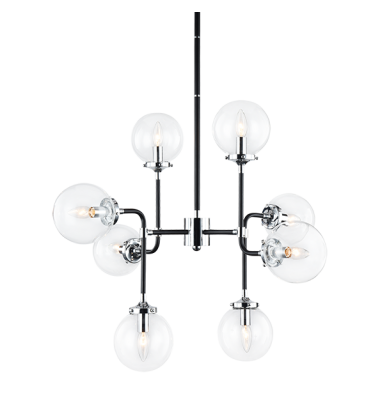  40 Watt Candelabra  Black & Chrome Metal Pendant (C58208CHCL) - Matteo