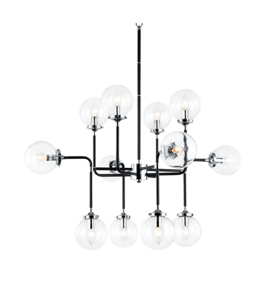  40 Watt Candelabra  Black & Chrome Metal Pendant (C58212CHCL) - Matteo