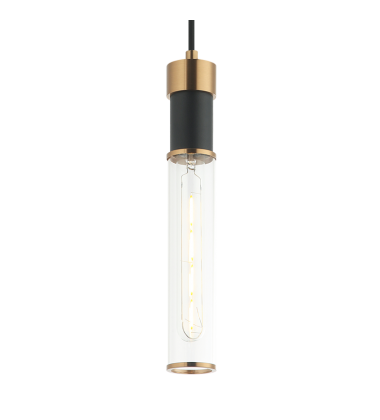  40 Watt Medium E26  Matte Black + Aged Gold Brass Metal Pendants (C61201MBAG) - Matteo