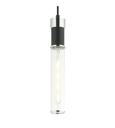  40 Watt Medium E26  Matte Black + Chrome Metal Pendants (C61201MBCH) - Matteo