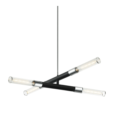  40 Watt Medium E26  Matte Black + Chrome Metal Pendants (C61204MBCH) - Matteo