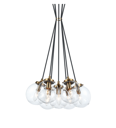  40 Watt Candelabra E12  Aged Gold Brass Metal Pendant (C63007AGCL) - Matteo