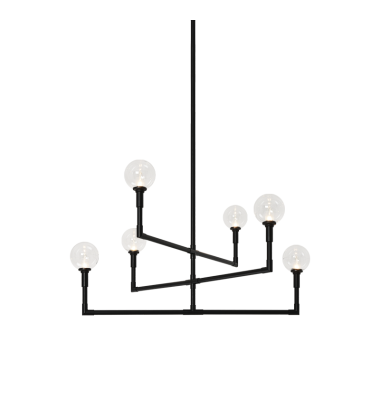  ?6 x 40W Candelabra Base-E12 120V? Black Metal Chandelier (C64806BKCL) - Matteo