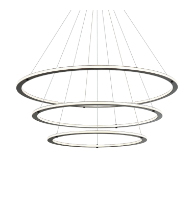  1 x 30W + 1 x 40W + 1 x 50W LED Black Metal Pendants (C66196BK) - Matteo