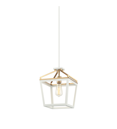 1 x 60W Medium Base-E26 120V White + Aged Gold Brass Metal Chandelier (C67001WHAG) - Matteo 1 x 60W Medium Base-E26 120V White + Aged Gold Brass Metal Chandelier (C67001WHAG) - Matteo