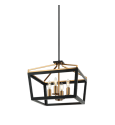  4 x 60W Candelabra Base-E12 120V Black + Aged Gold Brass Metal Chandelier (C67004BKAG) - Matteo
