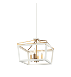  4 x 60W Candelabra Base-E12 120V White + Aged Gold Brass Metal Chandelier (C67004WHAG) - Matteo