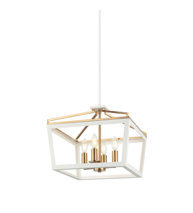 4 x 60W Candelabra Base-E12 120V White + Aged Gold Brass Metal Chandelier (C67004WHAG) - Matteo 4 x 60W Candelabra Base-E12 120V White + Aged Gold Brass Metal Chandelier (C67004WHAG) - Matteo