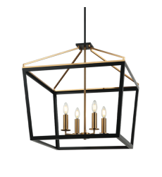  4 x 60W Candelabra Base-E12 120V Black + Aged Gold Brass Metal Chandelier (C67014BKAG) - Matteo