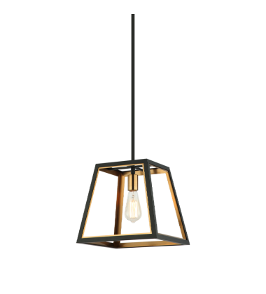  60W Medium Base Matte Black + Aged Gold Brass Metal Pendants (C72101MBAG) - Matteo