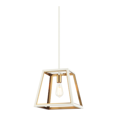  60W Medium Base White + Aged Gold Brass Metal Pendants (C72101WHAG) - Matteo